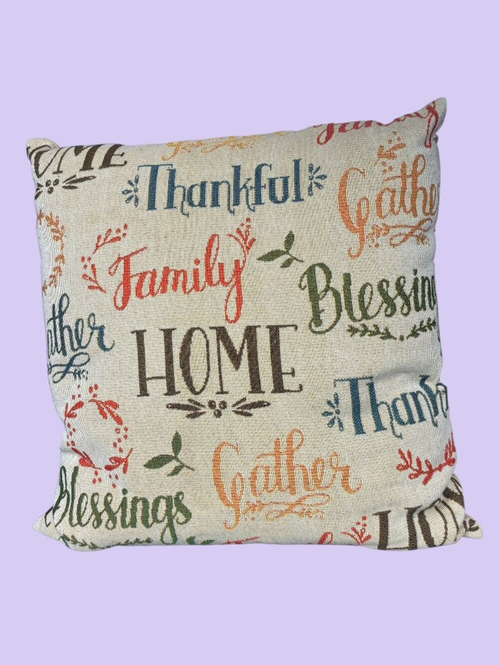 Mainstays Thankful Family Blessings Gather Home 17x17 Throw Holiday Pillow
